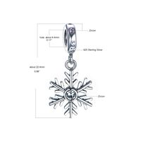 Retro Shiny Snowflake Sterling Silver Plating Inlay Zircon Rhodium Plated Charms Jewelry Accessories main image 2