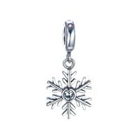 Retro Shiny Snowflake Sterling Silver Plating Inlay Zircon Rhodium Plated Charms Jewelry Accessories sku image 1