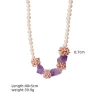 Casual Sweet Flower Baroque Pearls Beaded Crystal 18k Gold Plated Necklace sku image 1