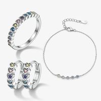 Elegant Streetwear Heart Shape Sterling Silver Plating Inlay Zircon White Gold Plated Women's Rings Bracelets Earrings main image 1