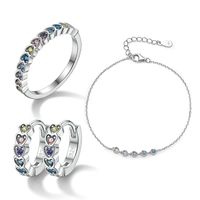 Elegant Streetwear Heart Shape Sterling Silver Plating Inlay Zircon White Gold Plated Women's Rings Bracelets Earrings sku image 6