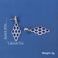 1 Pair Elegant Rhombus Mesh Inlay Copper Zircon White Gold Plated Drop Earrings main image 3