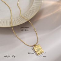 Stainless Steel 18K Gold Plated Retro Plating Inlay Devil's Eye Star Oval Natural Stone Pendant Necklace main image 2