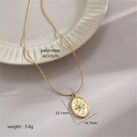 Stainless Steel 18K Gold Plated Retro Plating Inlay Devil's Eye Star Oval Natural Stone Pendant Necklace sku image 2
