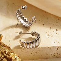 1 Pair Simple Style C Shape Plating 304 Stainless Steel 18K Gold Plated Earrings main image 4