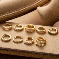 1 Piece Simple Style Classic Style Geometric Plating Inlay Copper Zircon 18k Gold Plated Ear Studs main image 2