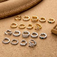 1 Piece Simple Style Classic Style Geometric Plating Inlay Copper Zircon 18k Gold Plated Ear Studs main image 1