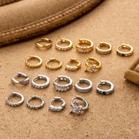 1 Piece Simple Style Classic Style Geometric Plating Inlay Copper Zircon 18k Gold Plated Ear Studs main image 7