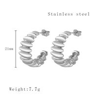 1 Pair Simple Style C Shape Plating 304 Stainless Steel 18K Gold Plated Earrings sku image 1