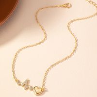 Rétro Commuer Électrocardiogramme Forme De Cœur Alliage Placage Incruster Strass Femmes Collier main image 4