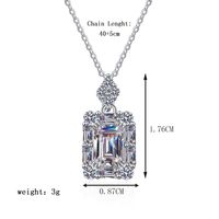 Elegant Luxurious Sweet Rectangle Sterling Silver Plating Inlay Zircon White Gold Plated Pendant Necklace main image 2