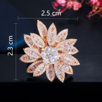 Lady Classic Style Solid Color Copper Plating Inlay Zircon White Gold Plated Rhodium Plated Rings main image 2