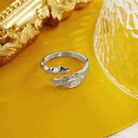 304 Stainless Steel 18K Gold Plated Simple Style Plating Angel Open Rings main image 3