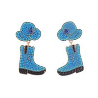 1 Pair Retro Exaggerated Boots Inlay Alloy Artificial Pearls Beads Drop Earrings main image 5