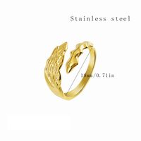 304 Stainless Steel 18K Gold Plated Simple Style Plating Angel Open Rings sku image 2