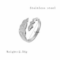 304 Stainless Steel 18K Gold Plated Simple Style Plating Angel Open Rings sku image 1