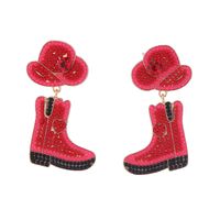 1 Pair Retro Exaggerated Boots Inlay Alloy Artificial Pearls Beads Drop Earrings sku image 1
