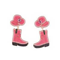 1 Pair Retro Exaggerated Boots Inlay Alloy Artificial Pearls Beads Drop Earrings sku image 2