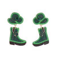 1 Pair Retro Exaggerated Boots Inlay Alloy Artificial Pearls Beads Drop Earrings sku image 4