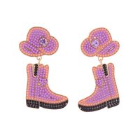 1 Pair Retro Exaggerated Boots Inlay Alloy Artificial Pearls Beads Drop Earrings sku image 5