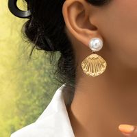 1 Pair Ig Style Retro Commute Shell Plating Inlay Alloy Pearl Drop Earrings main image 1