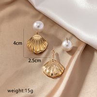 1 Paire Style Ig Rétro Commuer Coquille Placage Incruster Alliage Perle Boucles D'oreilles main image 2