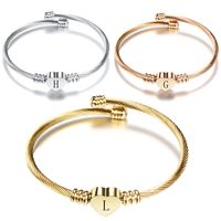 Classic Style Letter Heart Shape Titanium Steel Plating Gold Plated Bangle main image 1