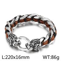 Hip-hop Cool Style Wolf Stainless Steel Patchwork Men's Bangle sku image 1