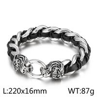 Hip-hop Cool Style Wolf Stainless Steel Patchwork Men's Bangle sku image 2