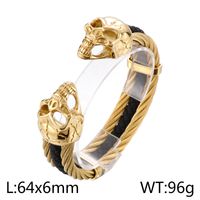 Punk Cráneo Acero Inoxidable Enchapado Chapados en oro de 18k Hombres Brazalete sku image 4