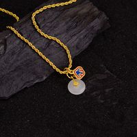 Chinoiserie Retro Round Copper Pendant Necklace main image 3
