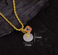 Chinoiserie Retro Round Copper Pendant Necklace main image 2
