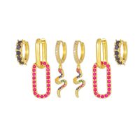 Cute Sweet Geometric Brass Plating Inlay Zircon 18k Gold Plated Silver Plated Drop Earrings sku image 2