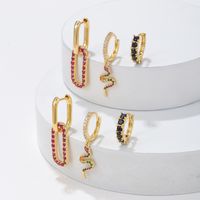 Cute Sweet Geometric Brass Plating Inlay Zircon 18k Gold Plated Silver Plated Drop Earrings main image 4
