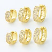 1 Piece Simple Style Round Plating Inlay Brass Zircon 18k Gold Plated Silver Plated Earrings main image 1