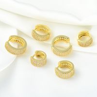 1 Piece Simple Style Round Plating Inlay Brass Zircon 18k Gold Plated Silver Plated Earrings main image 2
