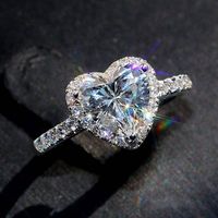 Lady Heart Shape Alloy Plating Inlay Zircon Silver Plated Women's Rings sku image 2