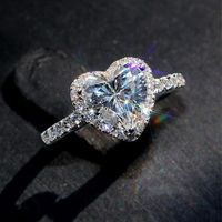 Lady Heart Shape Alloy Plating Inlay Zircon Silver Plated Women's Rings main image 4