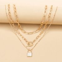 Lady Lock Alloy Toggle Plating Inlay Rhinestones Gold Plated Women's Necklace main image 1
