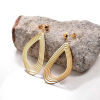 1 Pair Simple Style Classic Style Water Droplets Plating Stainless Steel None Gold Plated Drop Earrings main image 4