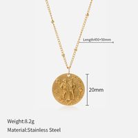 Titanium Steel Simple Style Plating Round Constellation Pendant Necklace sku image 15