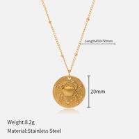 Titanium Steel Simple Style Plating Round Constellation Pendant Necklace sku image 16