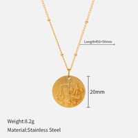 Titan Stahl Einfacher Stil Überzug Runden Konstellation Halskette Mit Anhänger sku image 19
