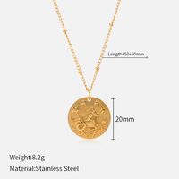 Titanium Steel Simple Style Plating Round Constellation Pendant Necklace sku image 22