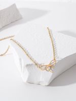 Stainless Steel 18K Gold Plated Simple Style Arrow Bow Knot Pendant Necklace sku image 2