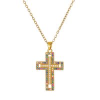 Simple Style Cross Copper Plating Inlay Zircon 18k Gold Plated Pendant Necklace main image 9