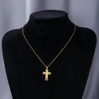 Simple Style Cross Copper Plating Inlay Zircon 18k Gold Plated Pendant Necklace main image 8
