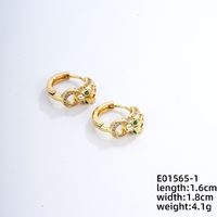 1 Pair Lady Animal Plating Inlay Copper Zircon Gold Plated Earrings main image 6
