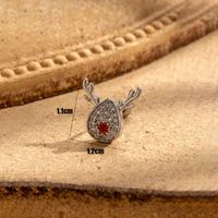 1 Piece Simple Style Round Snake Elk Inlay Copper Zircon Ear Studs main image 5
