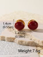 1 Pair Simple Style Round Enamel Plating Brass 18k Gold Plated Earrings main image 2